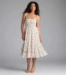 Mamied Romantic Midi Dress - Blush Rose