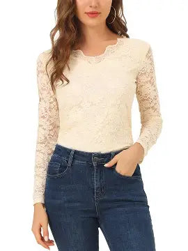 Mamied Floral Lace Blouse - Soft Ivory